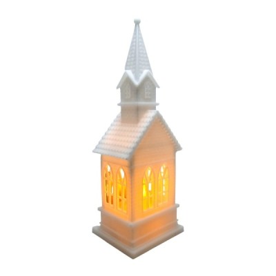 Lampion kościółek biały 17cm 250721D