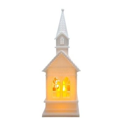 Lampion kościółek biały 17cm 250721D