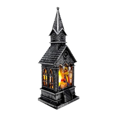 Lampion kościółek srebrny 17cm 250721C
