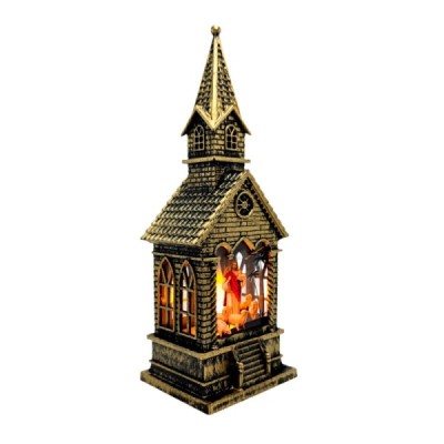 Lampion kościółek złoty 17cm 250721B