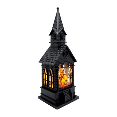 Lampion kościółek czarny 17cm 250721A