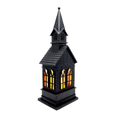 Lampion kościółek czarny 17cm 250721A