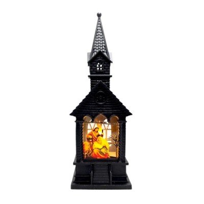 Lampion kościółek czarny 17cm 250721A