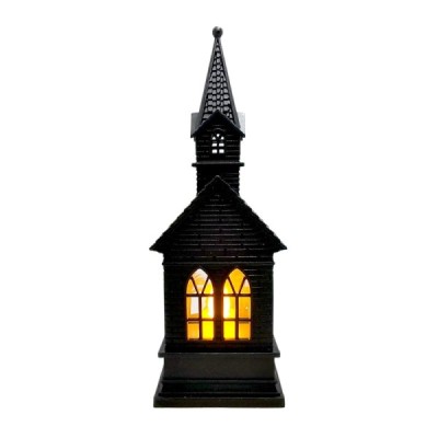 Lampion kościółek czarny 17cm 250721A