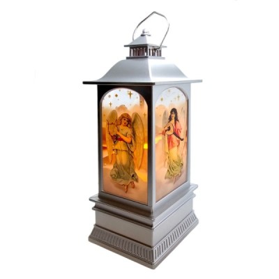 Lampion Plast. Anioły - Srebrny 21/8/8cm 202412
