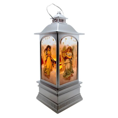 Lampion Plast. Anioły - Srebrny 21/8/8cm 202412