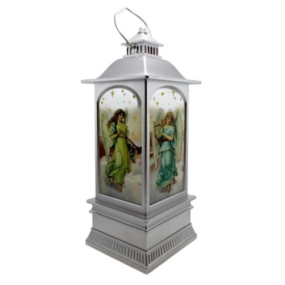 Lampion Plast. Anioły - Srebrny 21/8/8cm 202412