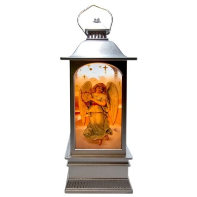 Lampion Plast. Anioły - Srebrny 21/8/8cm 202412