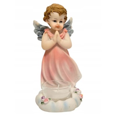 Figurka Aniołek Różowy Świeczka 17cm TG012444B Figurka Aniołek Różowy Świeczka 17cm TG012444B