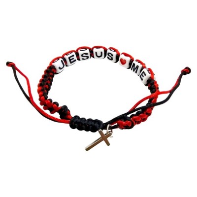 Bransoletka ze Sznurka JESUS LOVES ME M153