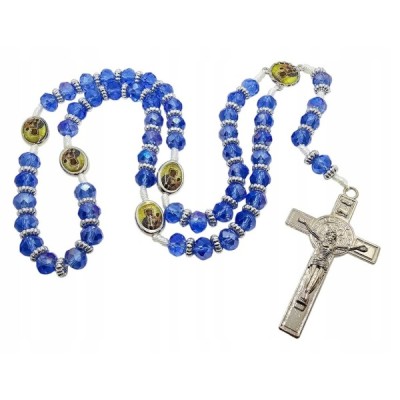 Różaniec Kryształowy Niebieski Matka Boska Częstochowska R2413NCZ Różaniec Kryształowy Niebieski Matka Boska Częstochowska R2413NCZ