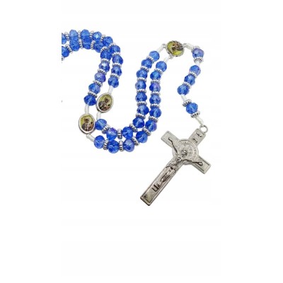 Różaniec Kryształowy Niebieski Matka Boska Częstochowska R2413NCZ Różaniec Kryształowy Niebieski Matka Boska Częstochowska R2413NCZ