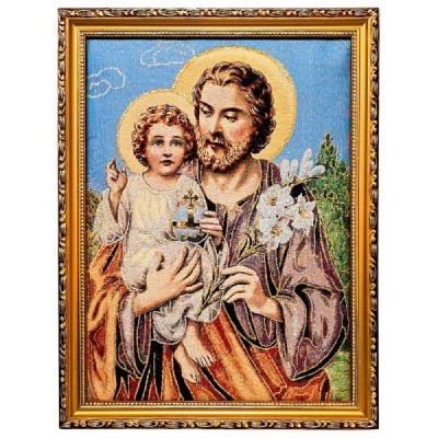 Obraz Haft. Św. Józef z dzieciątkiem 42/32cm 3040S6