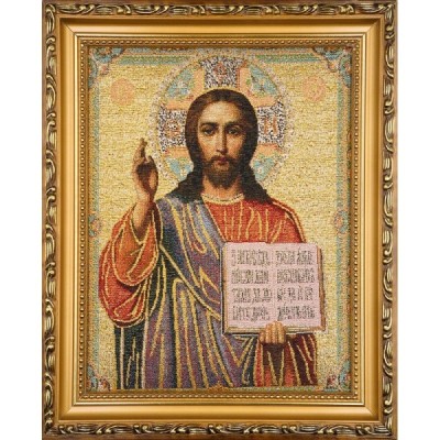 Obraz Haft. Jezus Pantokrator 22x27,5cm 2025S3