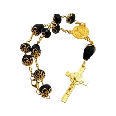 10-tka zapinana Św.Benedykt czarna 58B