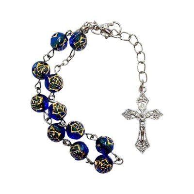 Zapinana Dziesiątka Różańca w Pudeł niebieska 150D