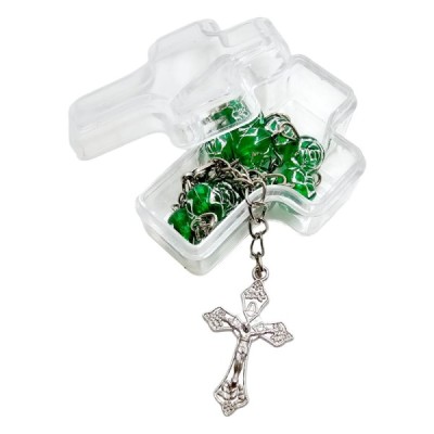 Zapinana Dziesiątka Różańca w pudełku zielona 150C