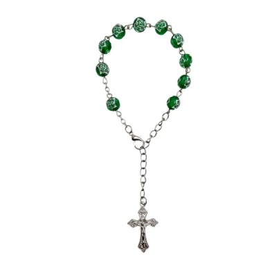 Zapinana Dziesiątka Różańca w pudełku zielona 150C