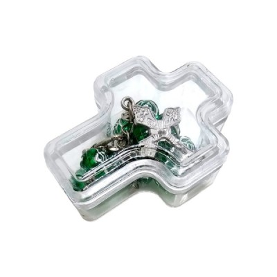 Zapinana Dziesiątka Różańca w pudełku zielona 150C