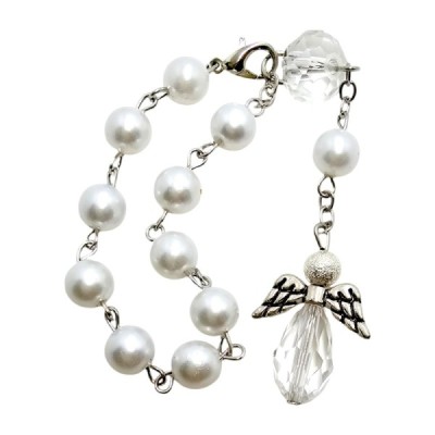 10-tka różańca biała Aniołek M170B