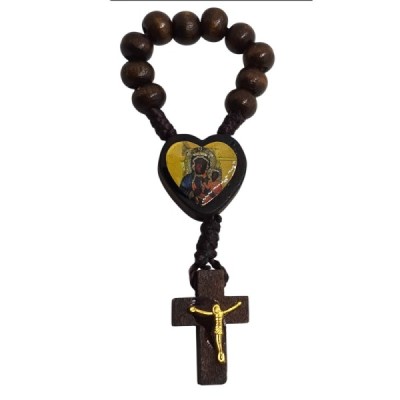 10-tka różańca na plaec c. brąz drewniana R2414CB
