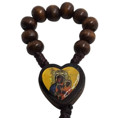 10-tka różańca na plaec c. brąz drewniana R2414CB
