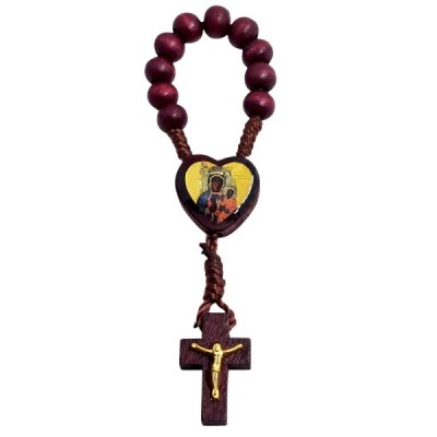 10-tka różańca na plaec bordowa drewniana R2414BO