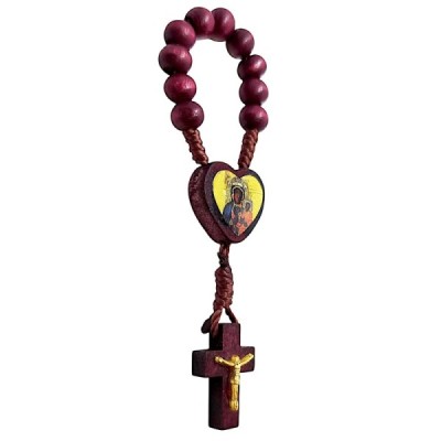 10-tka różańca na plaec bordowa drewniana R2414BO