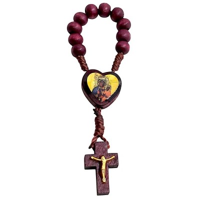 10-tka różańca na plaec bordowa drewniana R2414BO