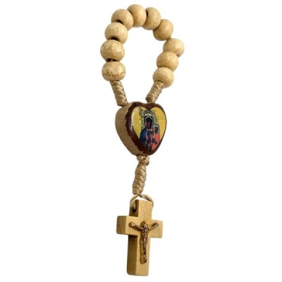 10-tka różańca na plaec beż drewniana R2414BE