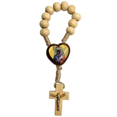 10-tka różańca na plaec beż drewniana R2414BE