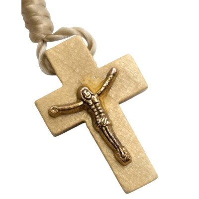 10-tka różańca na plaec beż drewniana R2414BE