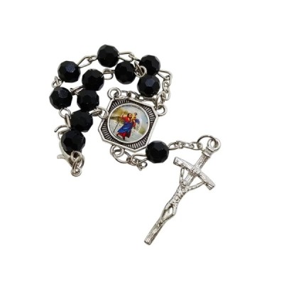 10-tka różańca Krzysztof/MBCZ czarna 2403-3C2