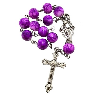 10-tka Różańca Zapinana Szkło Fiolet A104CR