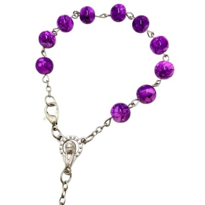 10-tka Różańca Zapinana Szkło Fiolet A104CR