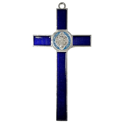 Krzyż granatowy metalowy Benedykta 30cm 2459G