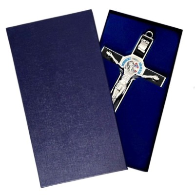 Krzyż czarny  metalowy Benedykta 30cm 2459CZ