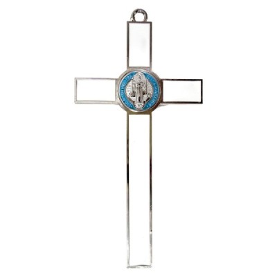 Krzyż biały  metalowy Benedykta 30cm 2459B