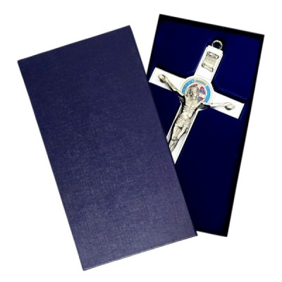 Krzyż biały  metalowy Benedykta 30cm 2459B