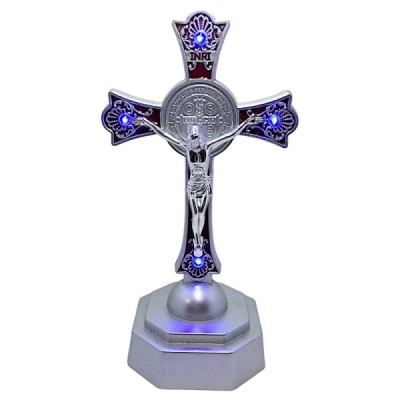 Krzyż Stojący LED 18cm czerwony plastik 2079C