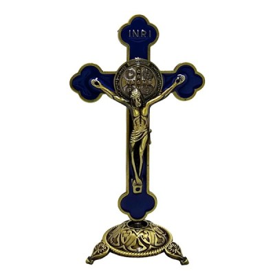 Krzyż Św. Benedykta Niebeski 13,5 cm 5057-26