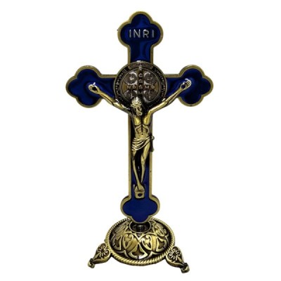 Krzyż Św. Benedykta Niebeski 13,5 cm 5057-26