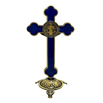 Krzyż Św. Benedykta Niebeski 13,5 cm 5057-26