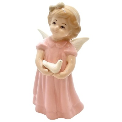 Figurka Aniołek porcelana różowy 2524B