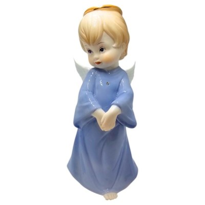 Figurka Aniołek porcelana niebieski 19cm 2497E
