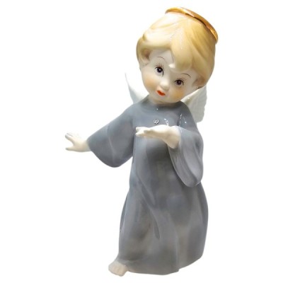 Figurka Aniołek porcelana szary 19cm 2497D