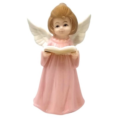Figurka Aniołek porcelanowy różowy 11cm 2526A