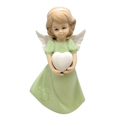 Figurka Aniołek porcelanowy zielony 14cm 2498G