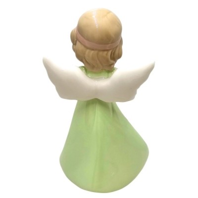Figurka Aniołek porcelanowy zielony 14cm 2498G