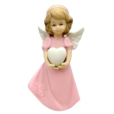Figurka Aniołek porcelanowy różowy 14cm 2498D